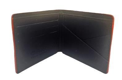 CARTEIRA MASCULINA FASOLO COM 1 ELÁSTICO PRETA C/ VERMELHO