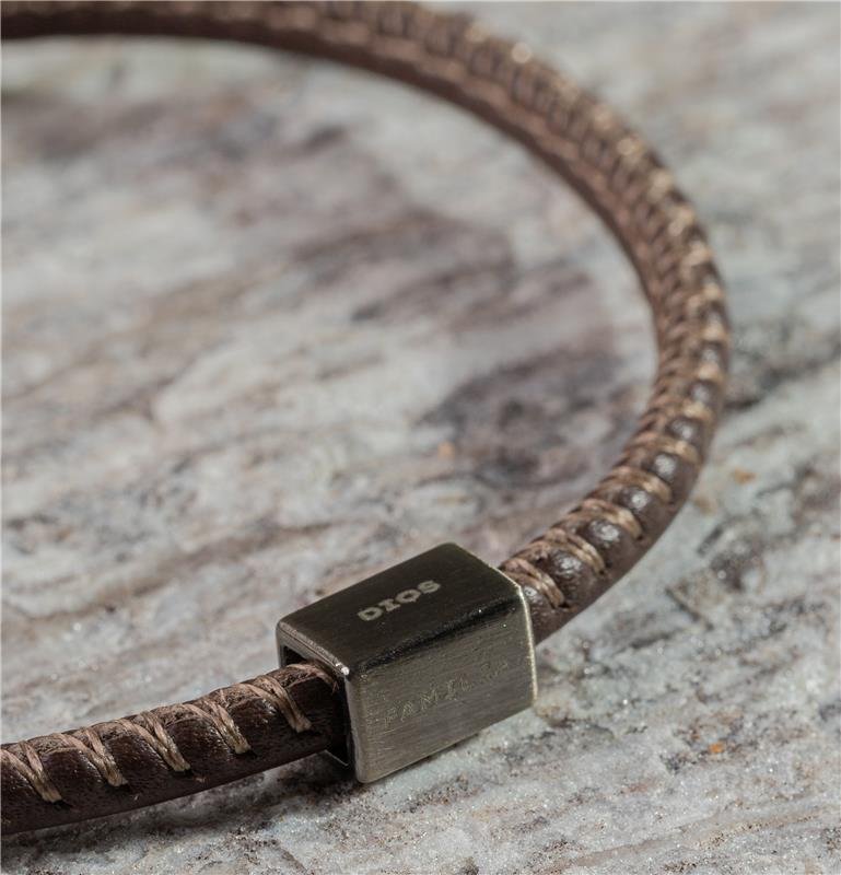 PULSEIRA DE COURO VALORI OVERLOQUE BROWN