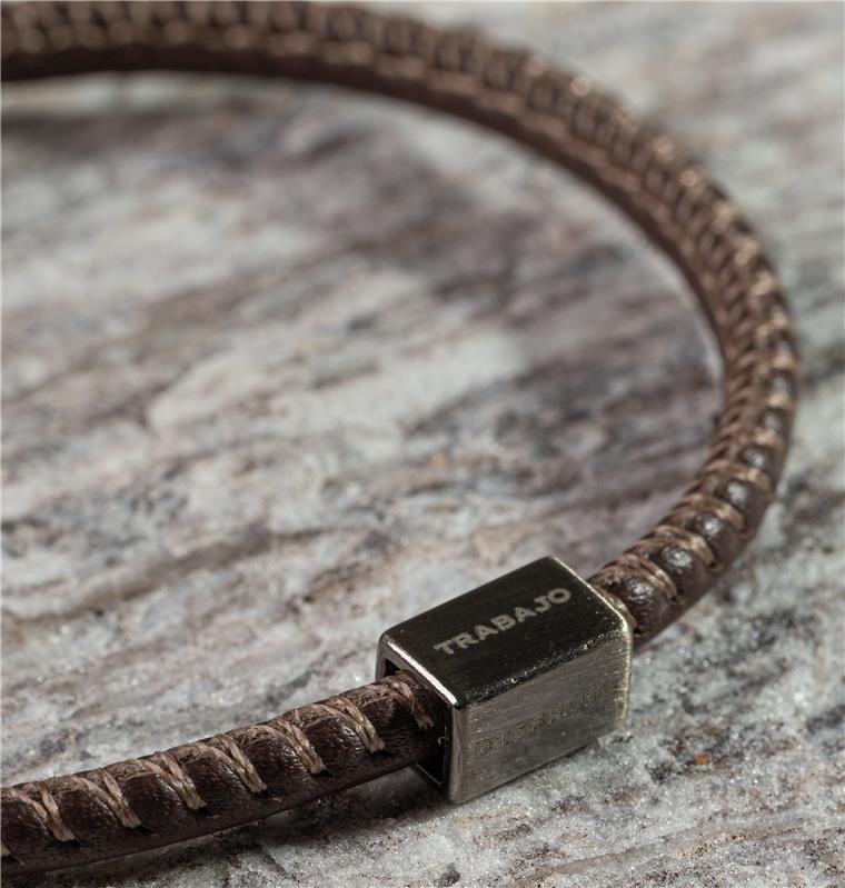 PULSEIRA DE COURO VALORI OVERLOQUE BROWN