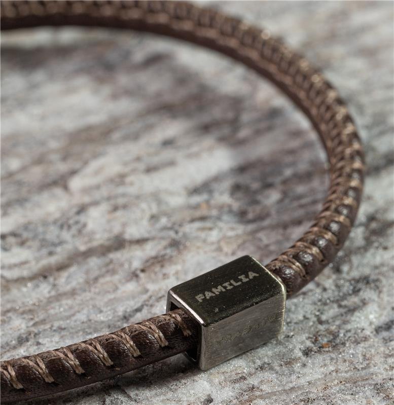 PULSEIRA DE COURO VALORI OVERLOQUE BROWN